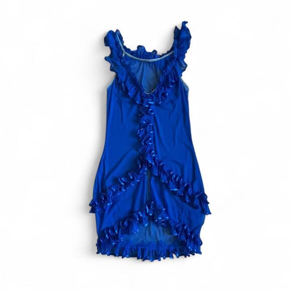 Royal Blue Ruffle Mesh Dress S–L Fairycore Maximalist - Picture 7 of 8